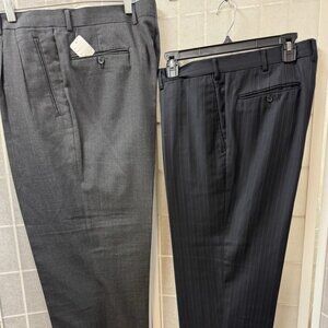Andre Lanzino, Mens,2 Pants,Dark Gray,Black,Size 36,Rayon,Classic,Zip,Button.!